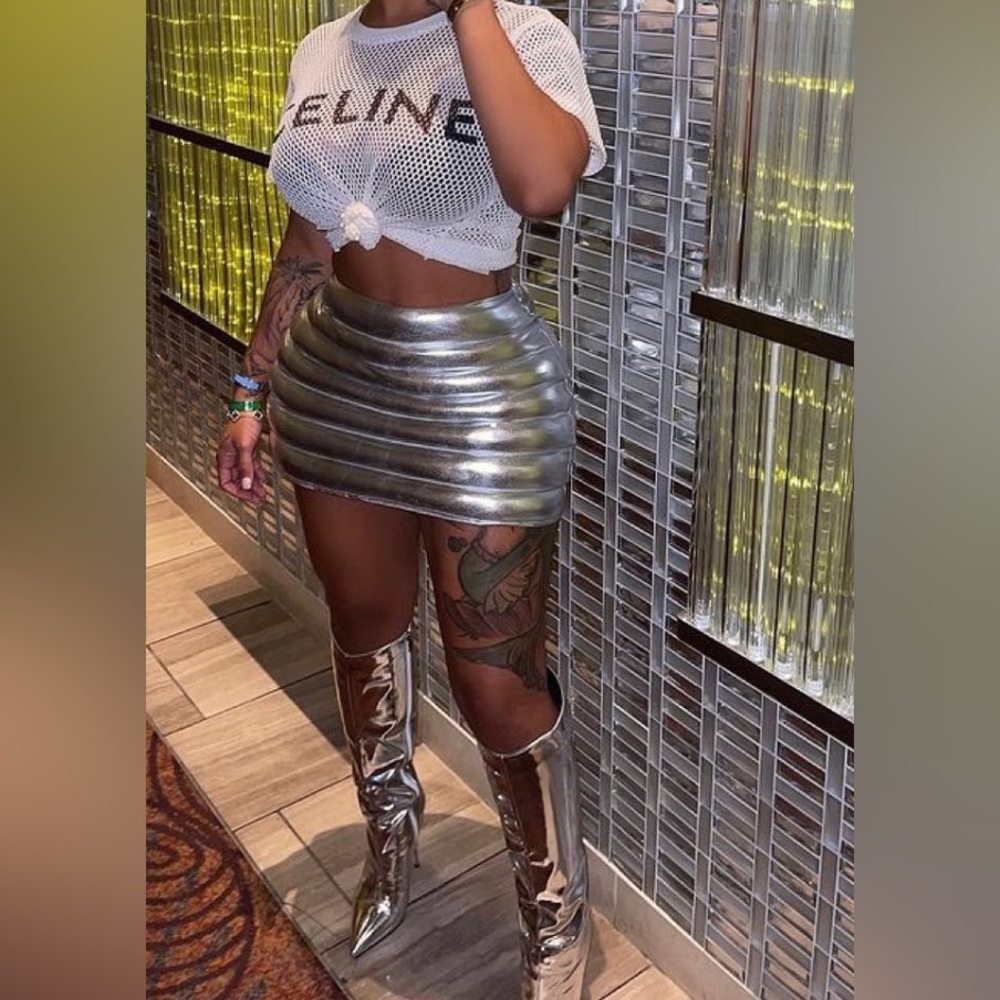 Silver Metallic Women's Skirt